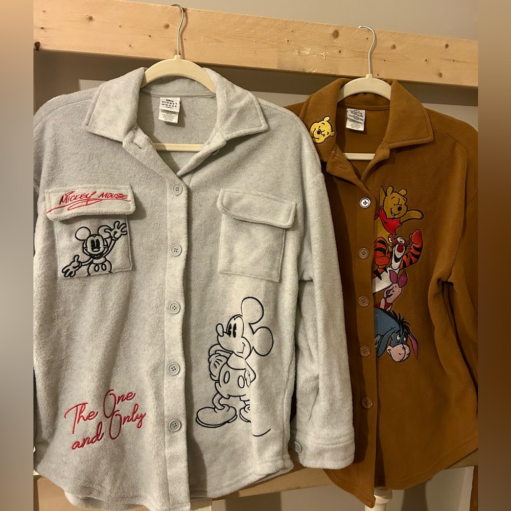 Disney Mickey Mouse & Winnie Pooh Fleece Shirt Shackets Sz Oversized x small 0/2